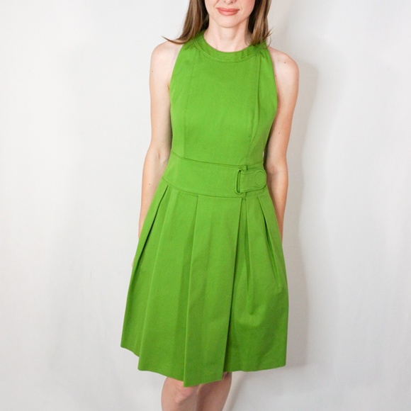 AKRIS PUNTO Green Pleated Sleeveless Dress - Picture 5 of 7